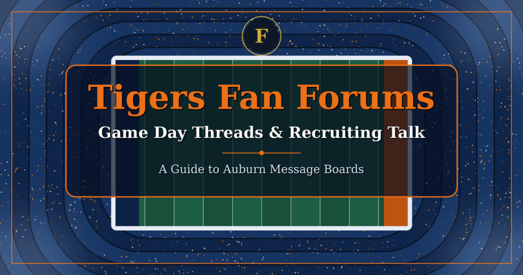 Aerial view of a football stadium with fans around the field, Tigers fan forums and Auburn message boards guide