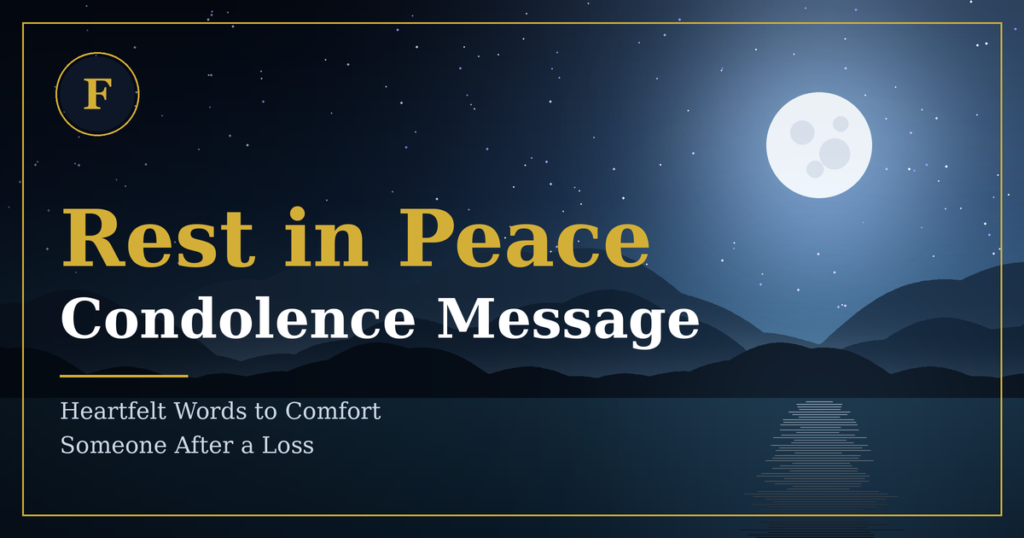 Rest in Peace Condolence Message featured image with full moon over a calm lake
