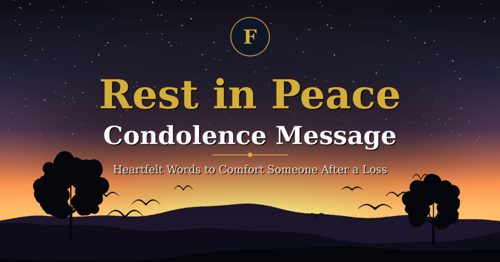 Heartfelt words to comfort someone after a loss, shown over a peaceful sunset